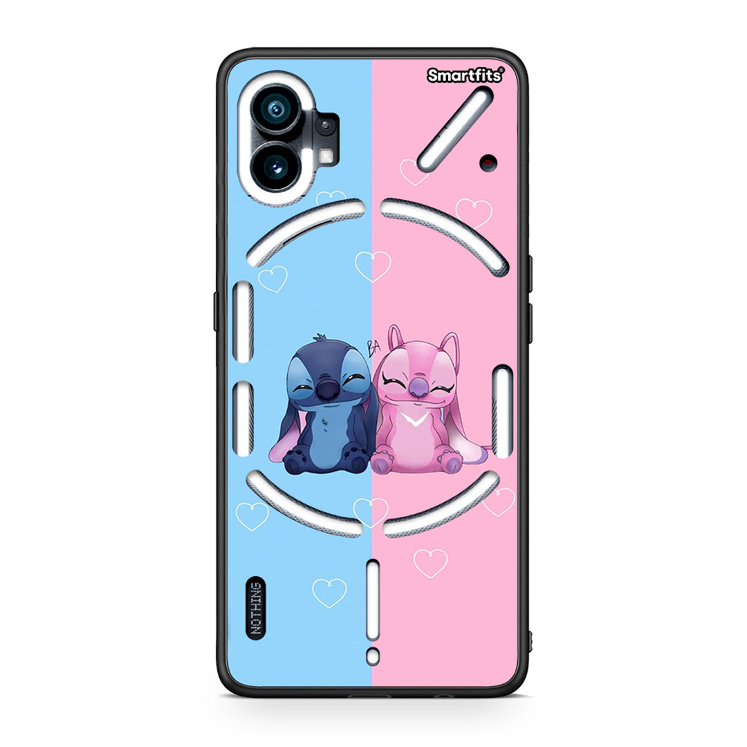 Nothing Phone 1 Stitch And Angel θήκη από τη Smartfits με σχέδιο στο πίσω μέρος και μαύρο περίβλημα | Smartphone case with colorful back and black bezels by Smartfits