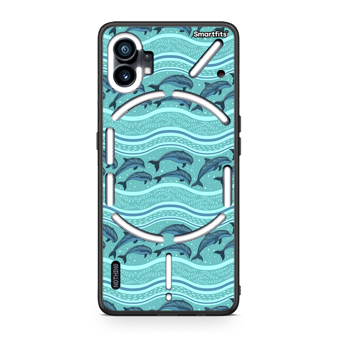 Nothing Phone 1 Swimming Dolphins θήκη από τη Smartfits με σχέδιο στο πίσω μέρος και μαύρο περίβλημα | Smartphone case with colorful back and black bezels by Smartfits