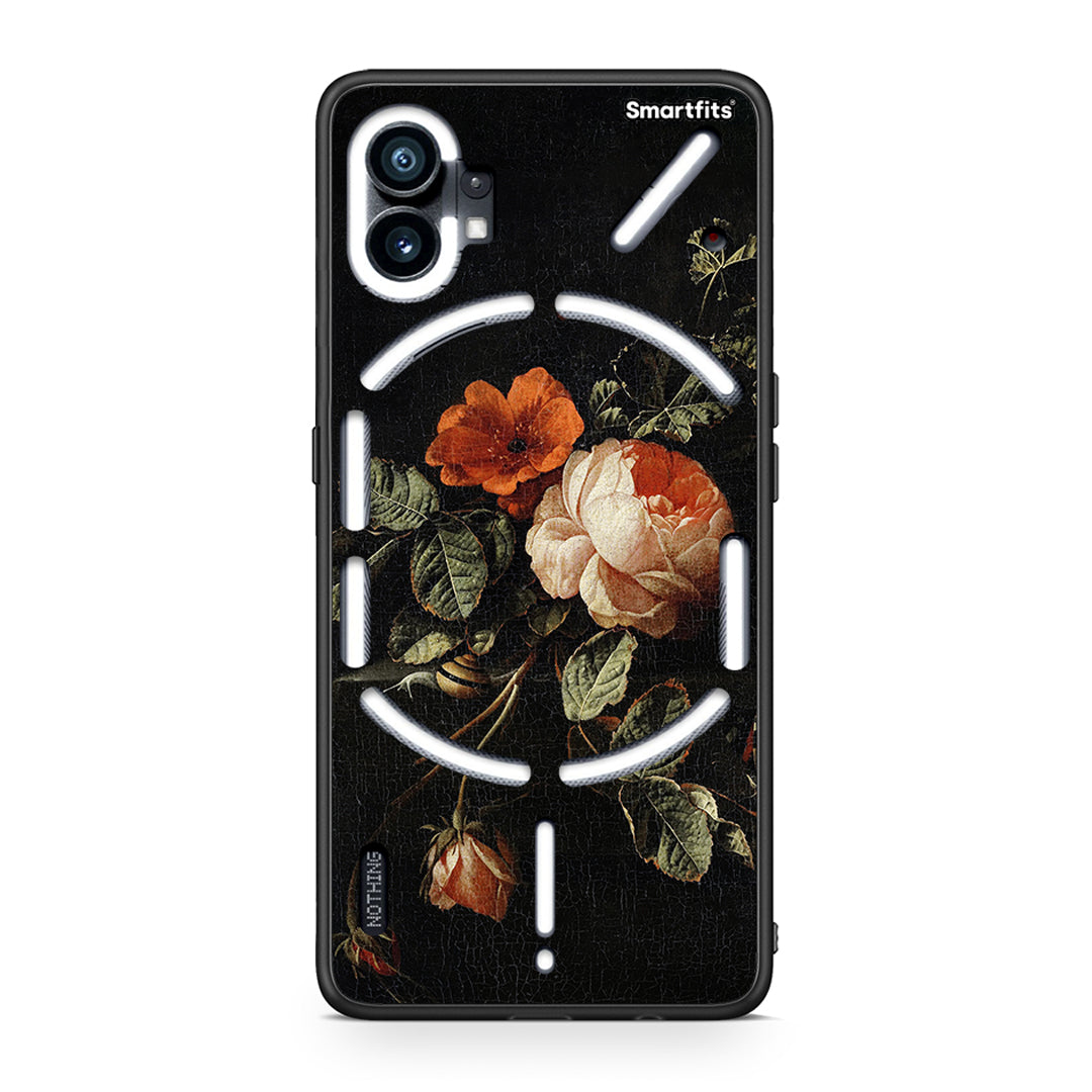 Nothing Phone 1 Vintage Roses θήκη από τη Smartfits με σχέδιο στο πίσω μέρος και μαύρο περίβλημα | Smartphone case with colorful back and black bezels by Smartfits
