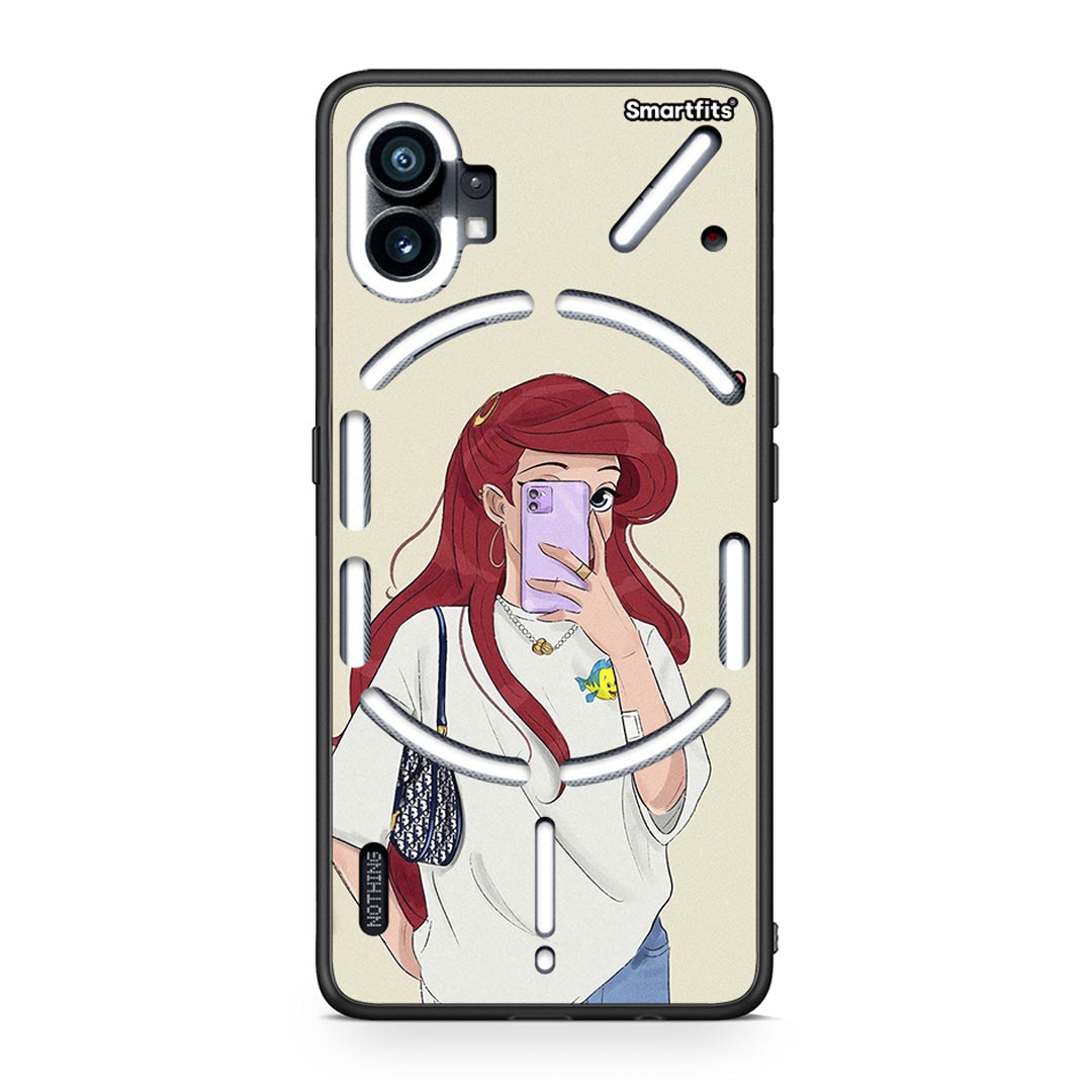 Nothing Phone 1 Walking Mermaid Θήκη από τη Smartfits με σχέδιο στο πίσω μέρος και μαύρο περίβλημα | Smartphone case with colorful back and black bezels by Smartfits