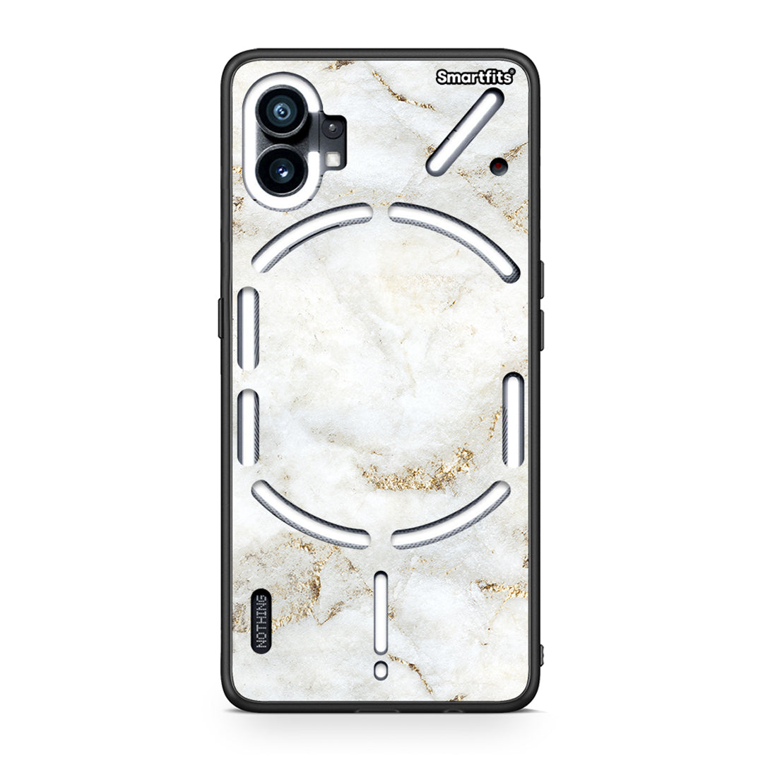 Nothing Phone 1 White Gold Marble θήκη από τη Smartfits με σχέδιο στο πίσω μέρος και μαύρο περίβλημα | Smartphone case with colorful back and black bezels by Smartfits