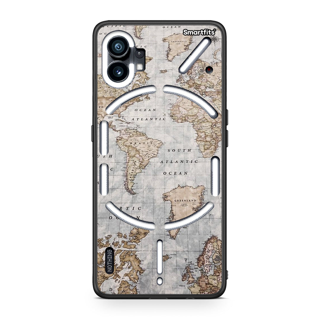 Nothing Phone 1 World Map Θήκη από τη Smartfits με σχέδιο στο πίσω μέρος και μαύρο περίβλημα | Smartphone case with colorful back and black bezels by Smartfits