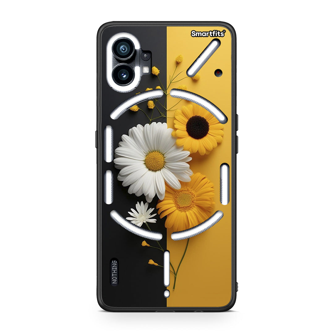 Nothing Phone 1 Yellow Daisies θήκη από τη Smartfits με σχέδιο στο πίσω μέρος και μαύρο περίβλημα | Smartphone case with colorful back and black bezels by Smartfits