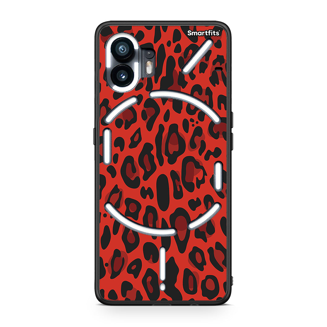 4 - Nothing Phone 2 Red Leopard Animal case, cover, bumper