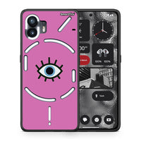 Thumbnail for Θήκη Nothing Phone 2 Blue Eye Pink από τη Smartfits με σχέδιο στο πίσω μέρος και μαύρο περίβλημα | Nothing Phone 2 Blue Eye Pink case with colorful back and black bezels