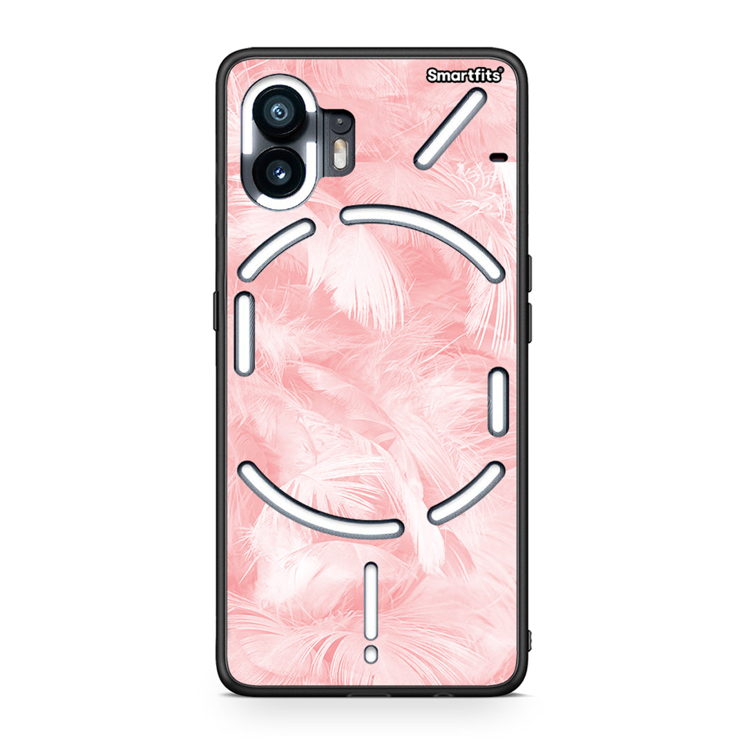 33 - Nothing Phone 2 Pink Feather Boho case, cover, bumper