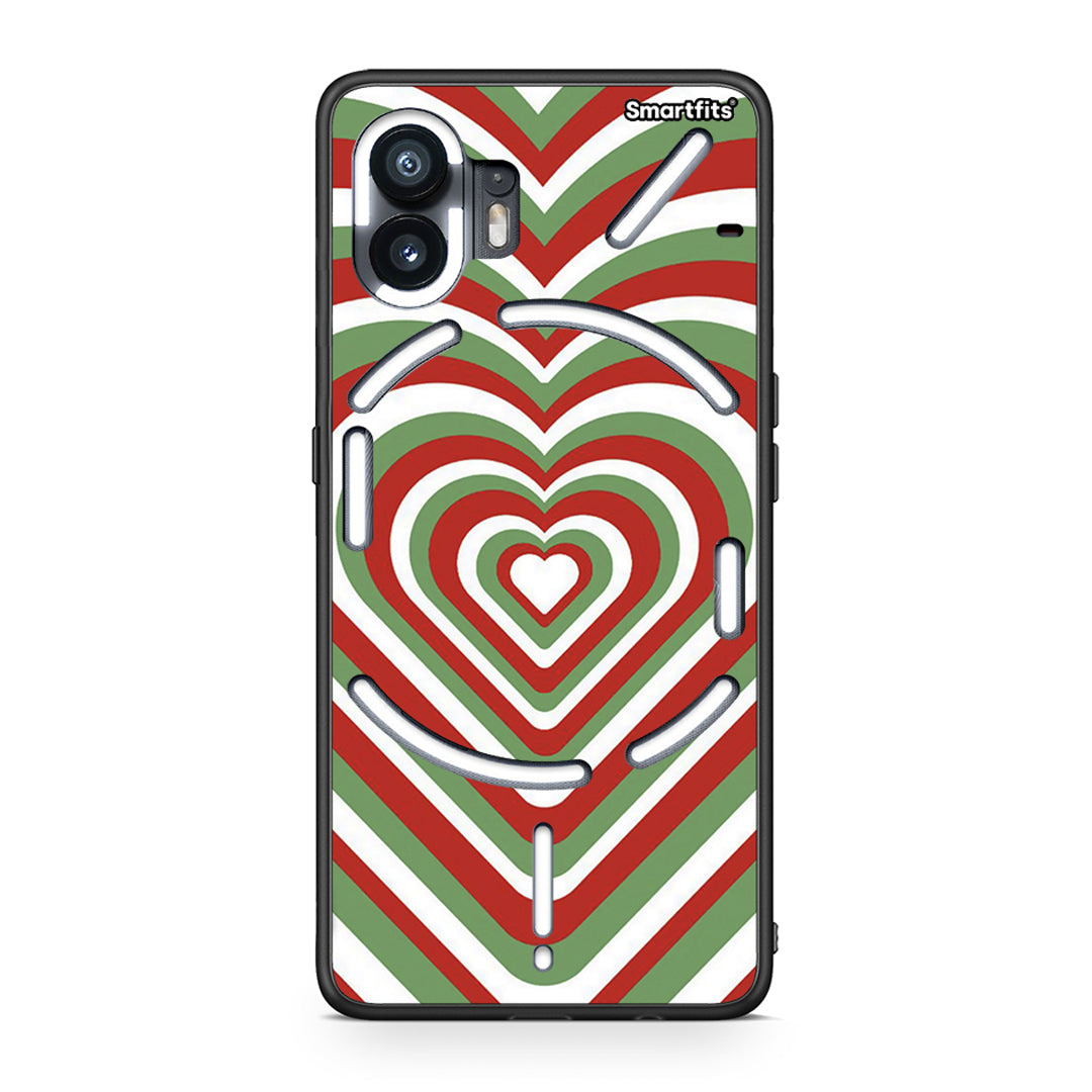 Nothing Phone 2 Christmas Hearts θήκη από τη Smartfits με σχέδιο στο πίσω μέρος και μαύρο περίβλημα | Smartphone case with colorful back and black bezels by Smartfits