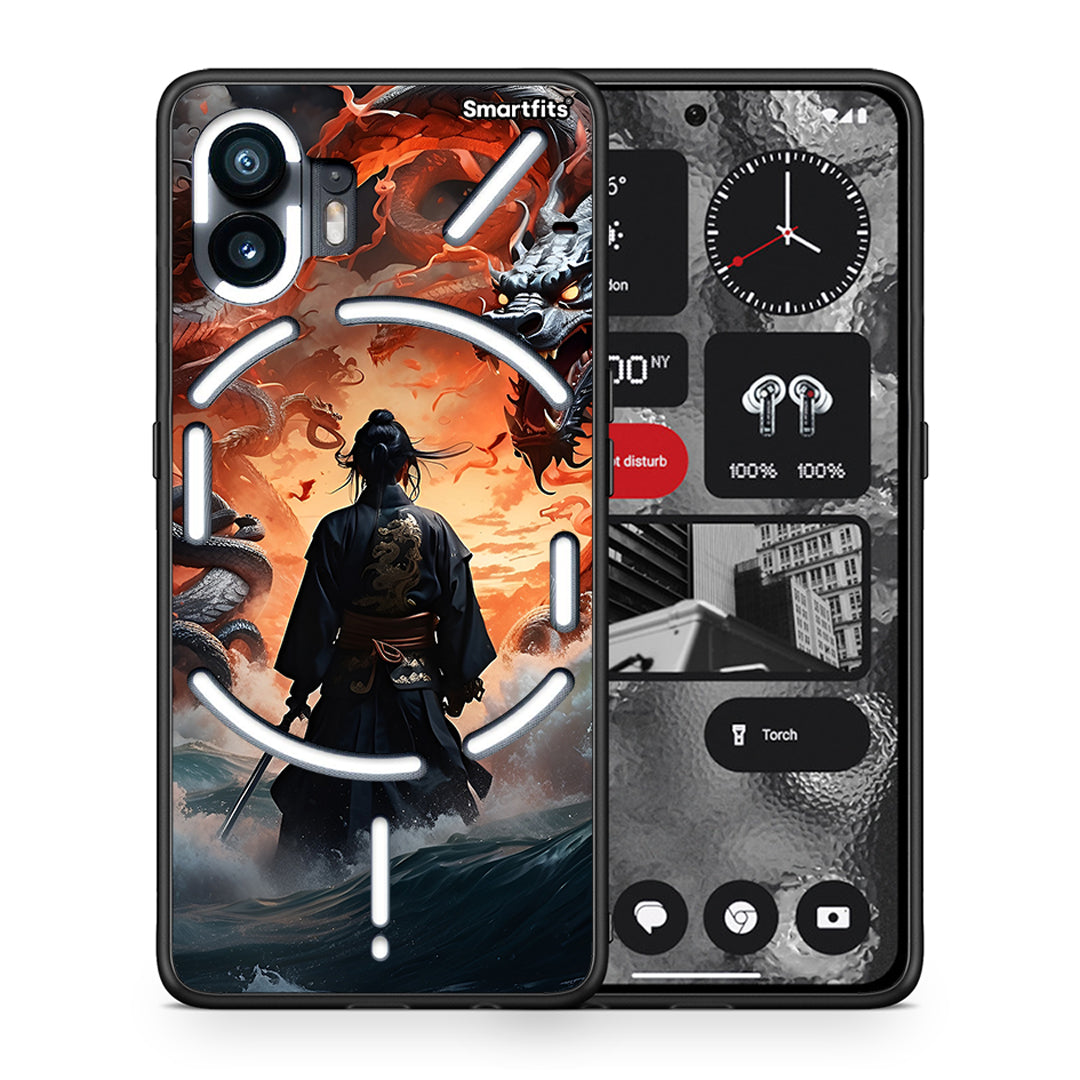 Θήκη Nothing Phone 2 Dragons Fight από τη Smartfits με σχέδιο στο πίσω μέρος και μαύρο περίβλημα | Nothing Phone 2 Dragons Fight case with colorful back and black bezels