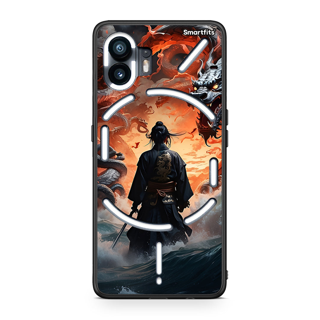 Nothing Phone 2 Dragons Fight θήκη από τη Smartfits με σχέδιο στο πίσω μέρος και μαύρο περίβλημα | Smartphone case with colorful back and black bezels by Smartfits