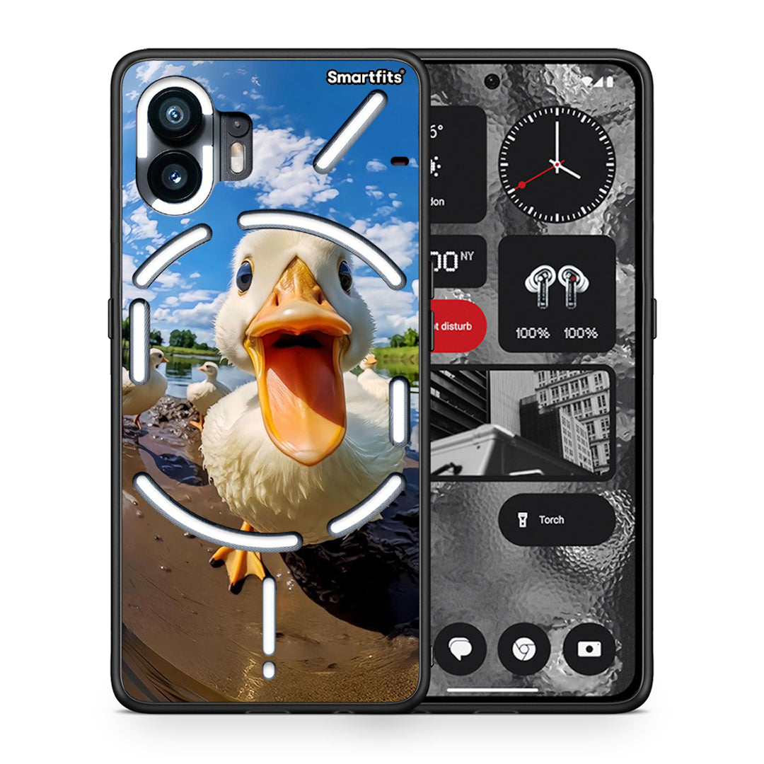 Θήκη Nothing Phone 2 Duck Face από τη Smartfits με σχέδιο στο πίσω μέρος και μαύρο περίβλημα | Nothing Phone 2 Duck Face case with colorful back and black bezels