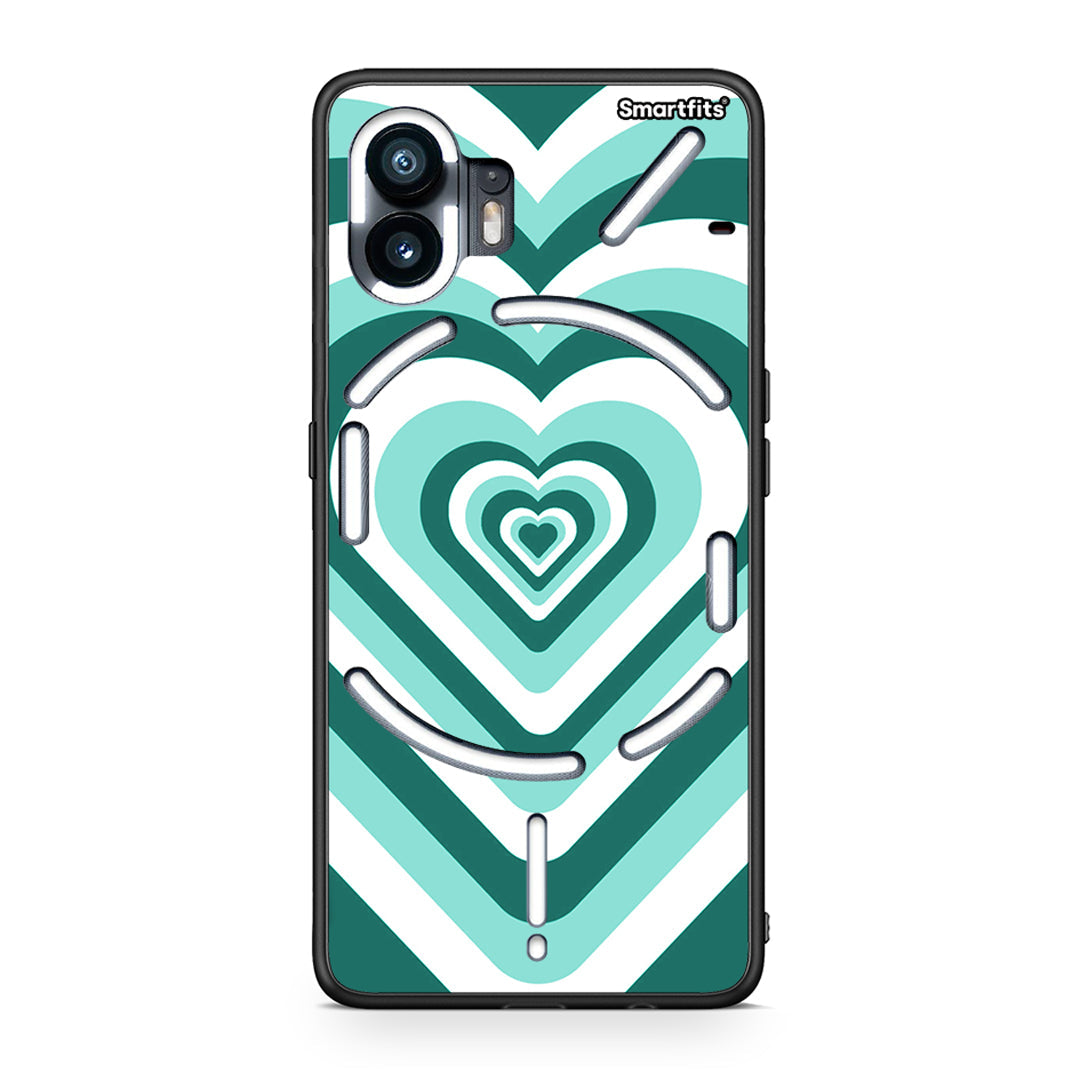 Nothing Phone 2 Green Hearts θήκη από τη Smartfits με σχέδιο στο πίσω μέρος και μαύρο περίβλημα | Smartphone case with colorful back and black bezels by Smartfits