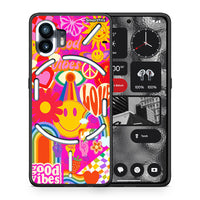 Thumbnail for Θήκη Nothing Phone 2 Hippie Love από τη Smartfits με σχέδιο στο πίσω μέρος και μαύρο περίβλημα | Nothing Phone 2 Hippie Love case with colorful back and black bezels