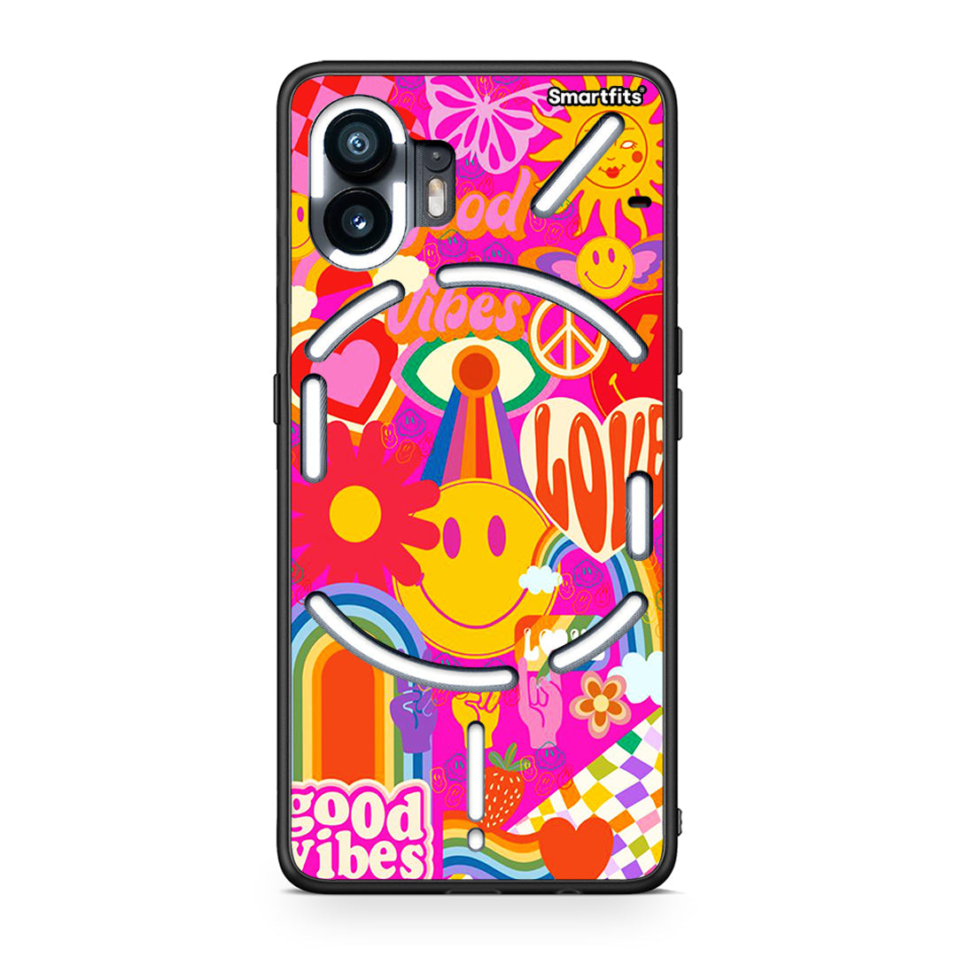 Nothing Phone 2 Hippie Love θήκη από τη Smartfits με σχέδιο στο πίσω μέρος και μαύρο περίβλημα | Smartphone case with colorful back and black bezels by Smartfits