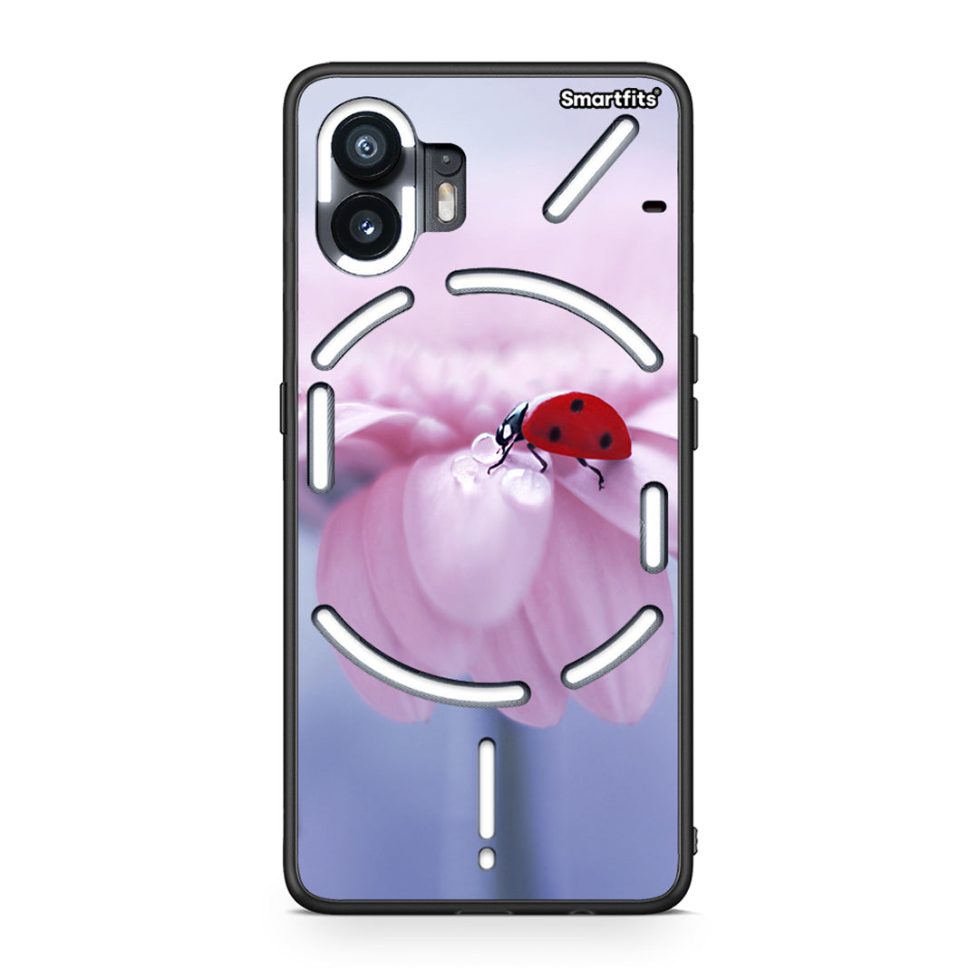 Nothing Phone 2 Ladybug Flower θήκη από τη Smartfits με σχέδιο στο πίσω μέρος και μαύρο περίβλημα | Smartphone case with colorful back and black bezels by Smartfits