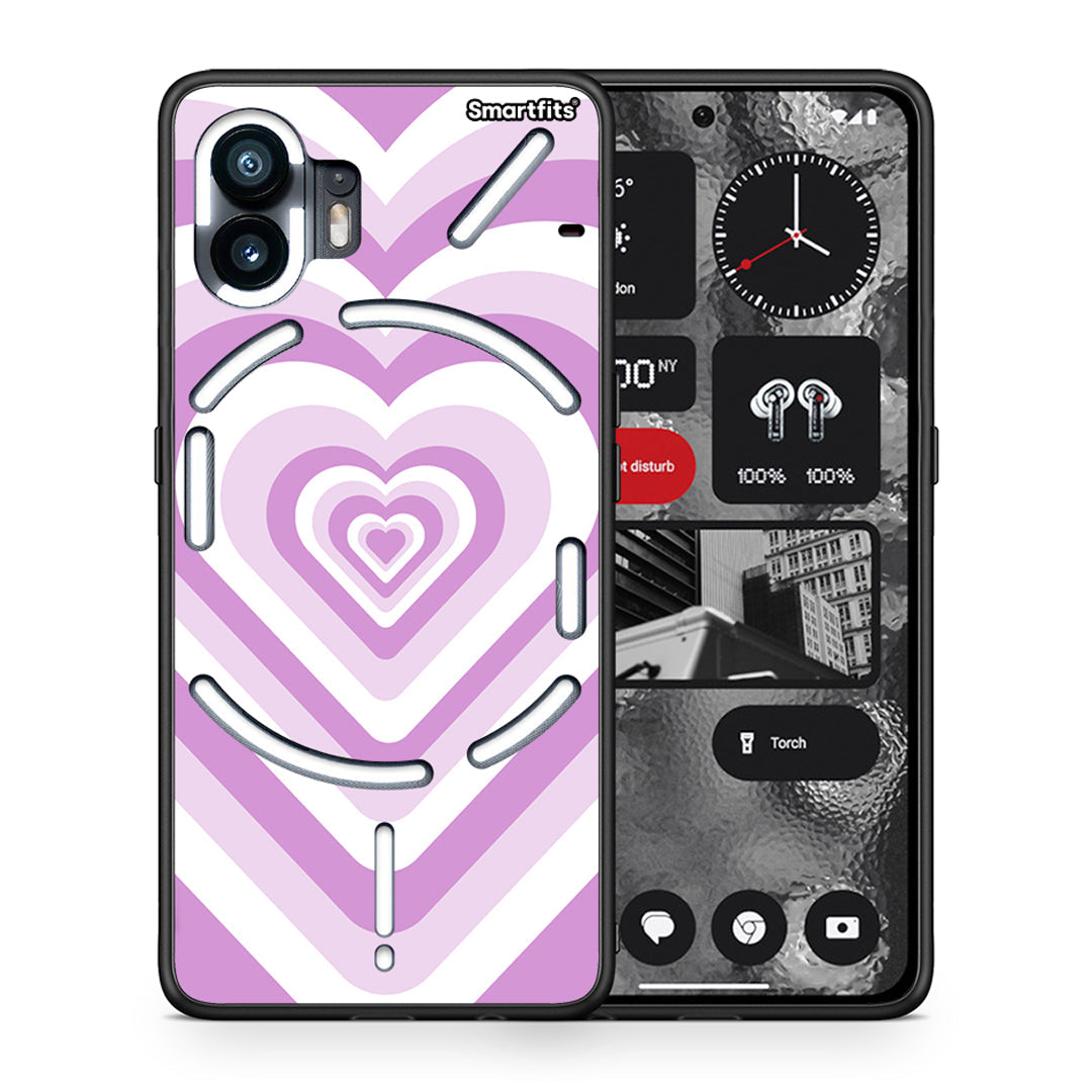 Θήκη Nothing Phone 2 Lilac Hearts από τη Smartfits με σχέδιο στο πίσω μέρος και μαύρο περίβλημα | Nothing Phone 2 Lilac Hearts case with colorful back and black bezels