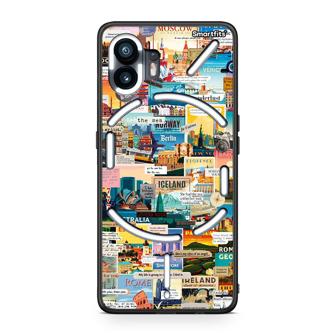 Nothing Phone 2 Live To Travel θήκη από τη Smartfits με σχέδιο στο πίσω μέρος και μαύρο περίβλημα | Smartphone case with colorful back and black bezels by Smartfits
