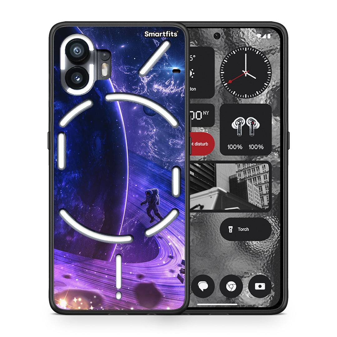 Θήκη Nothing Phone 2 Lost Astronaut από τη Smartfits με σχέδιο στο πίσω μέρος και μαύρο περίβλημα | Nothing Phone 2 Lost Astronaut case with colorful back and black bezels