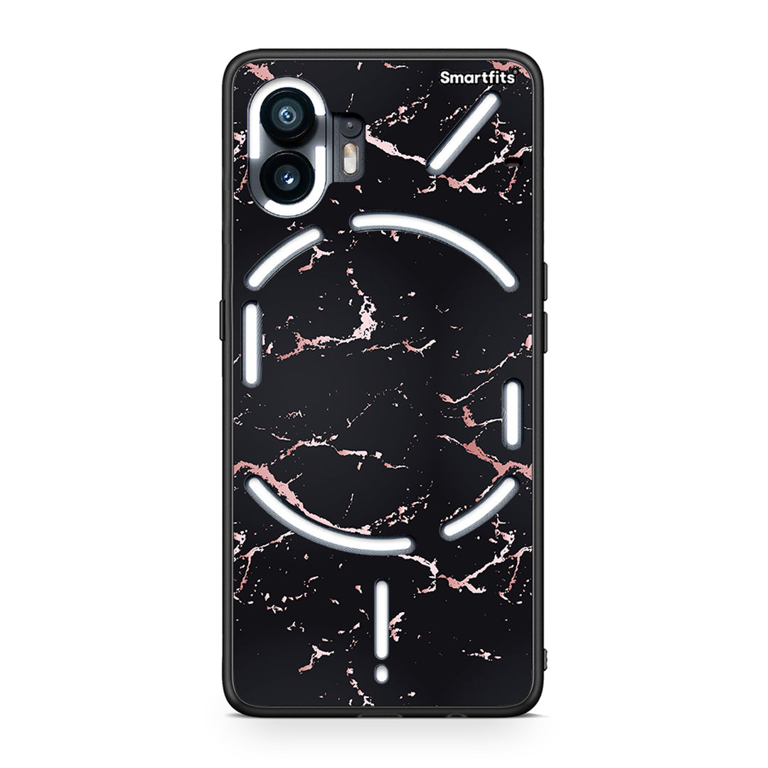 4 - Nothing Phone 2 Black Rosegold Marble case, cover, bumper