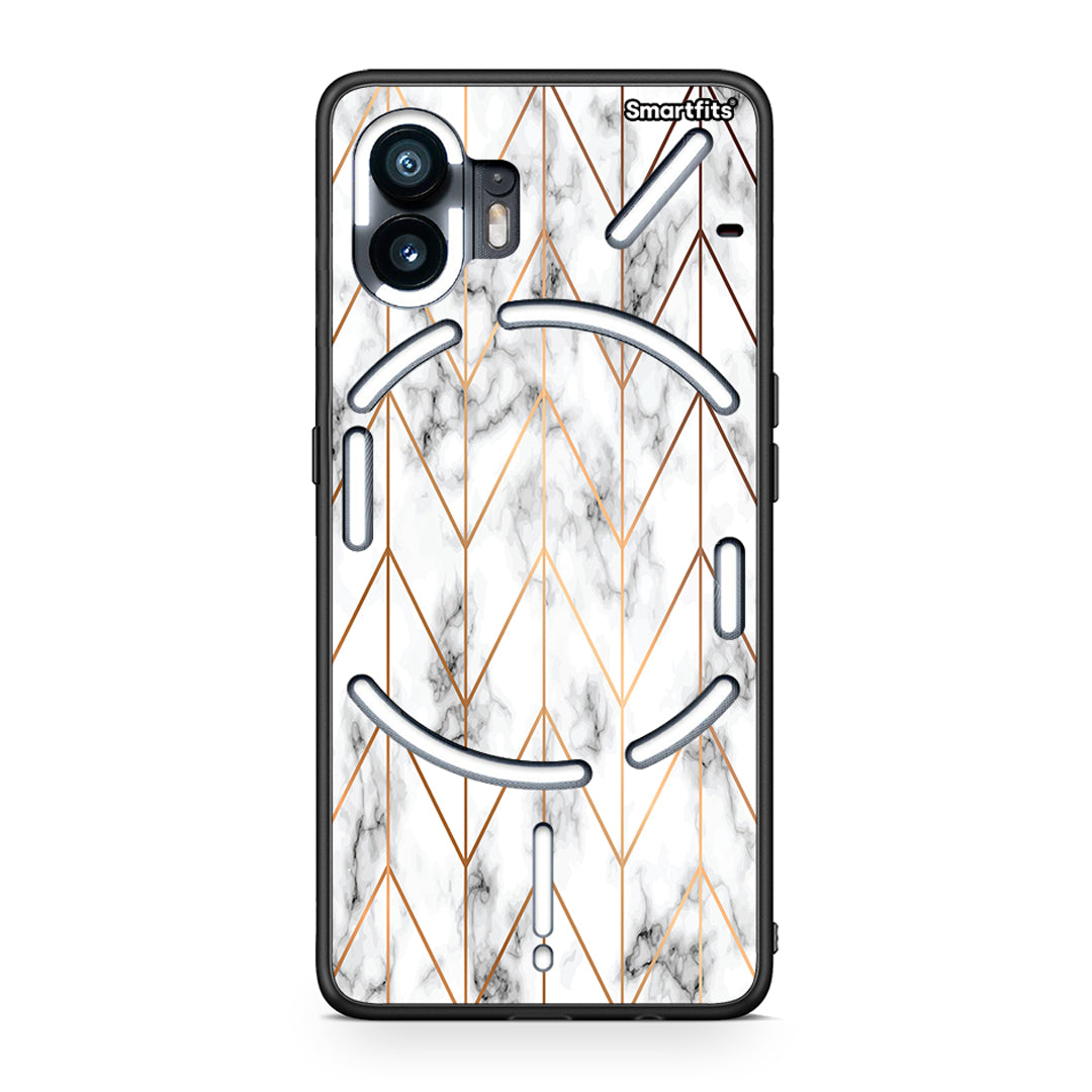 44 - Nothing Phone 2 Gold Geometric Marble case, cover, bumper