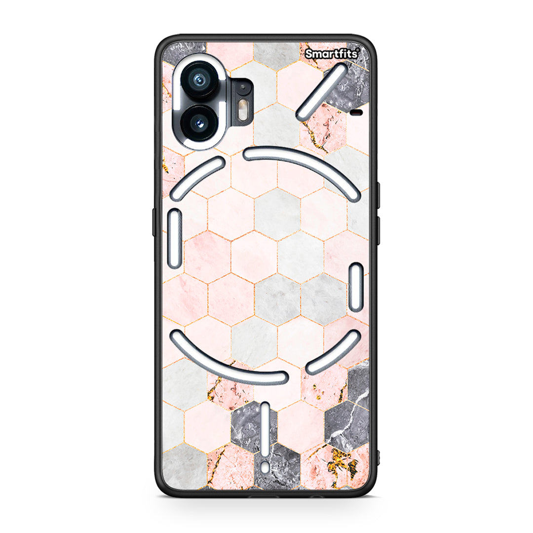 4 - Nothing Phone 2 Hexagon Pink Marble case, cover, bumper