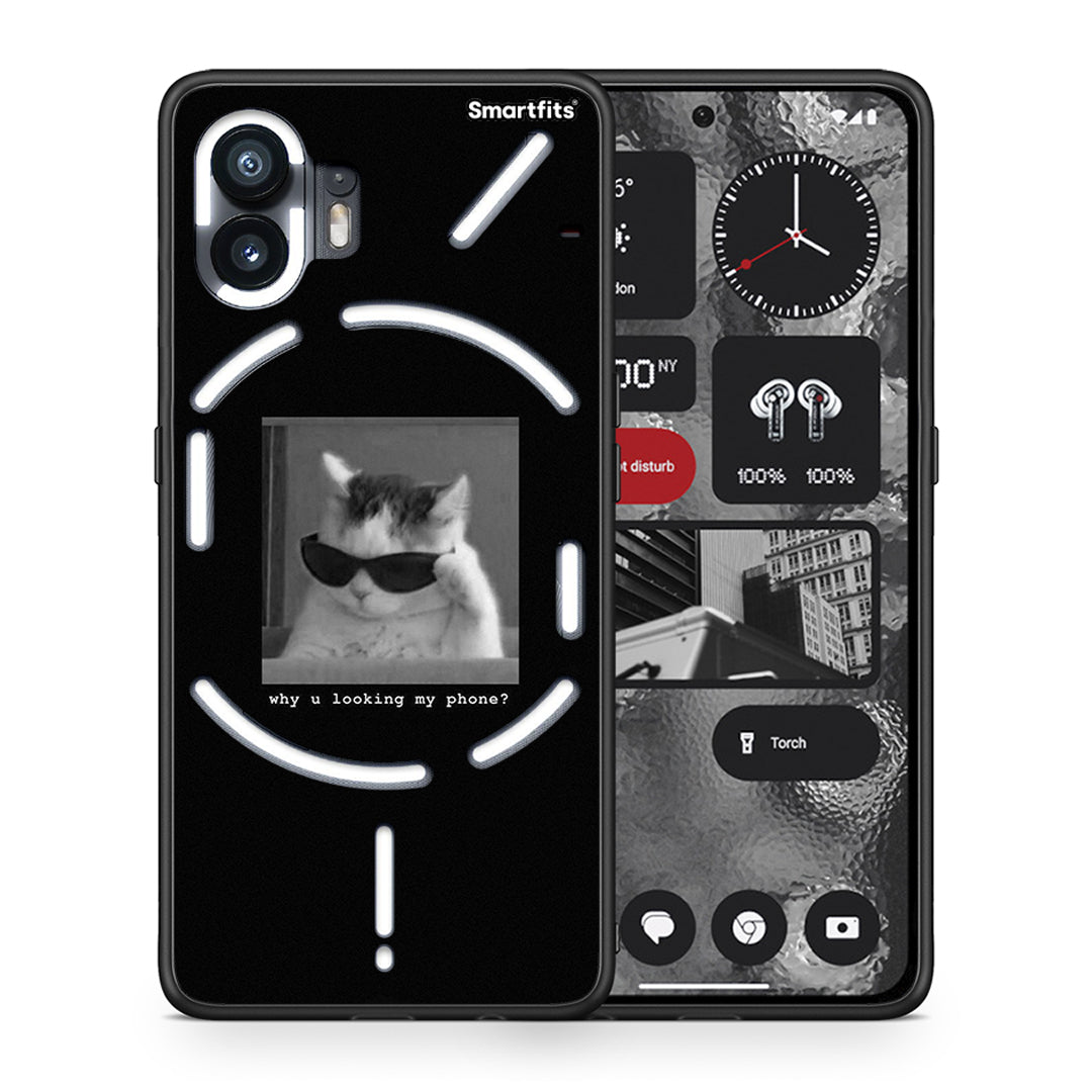 Θήκη Nothing Phone 2 Meme Cat από τη Smartfits με σχέδιο στο πίσω μέρος και μαύρο περίβλημα | Nothing Phone 2 Meme Cat case with colorful back and black bezels
