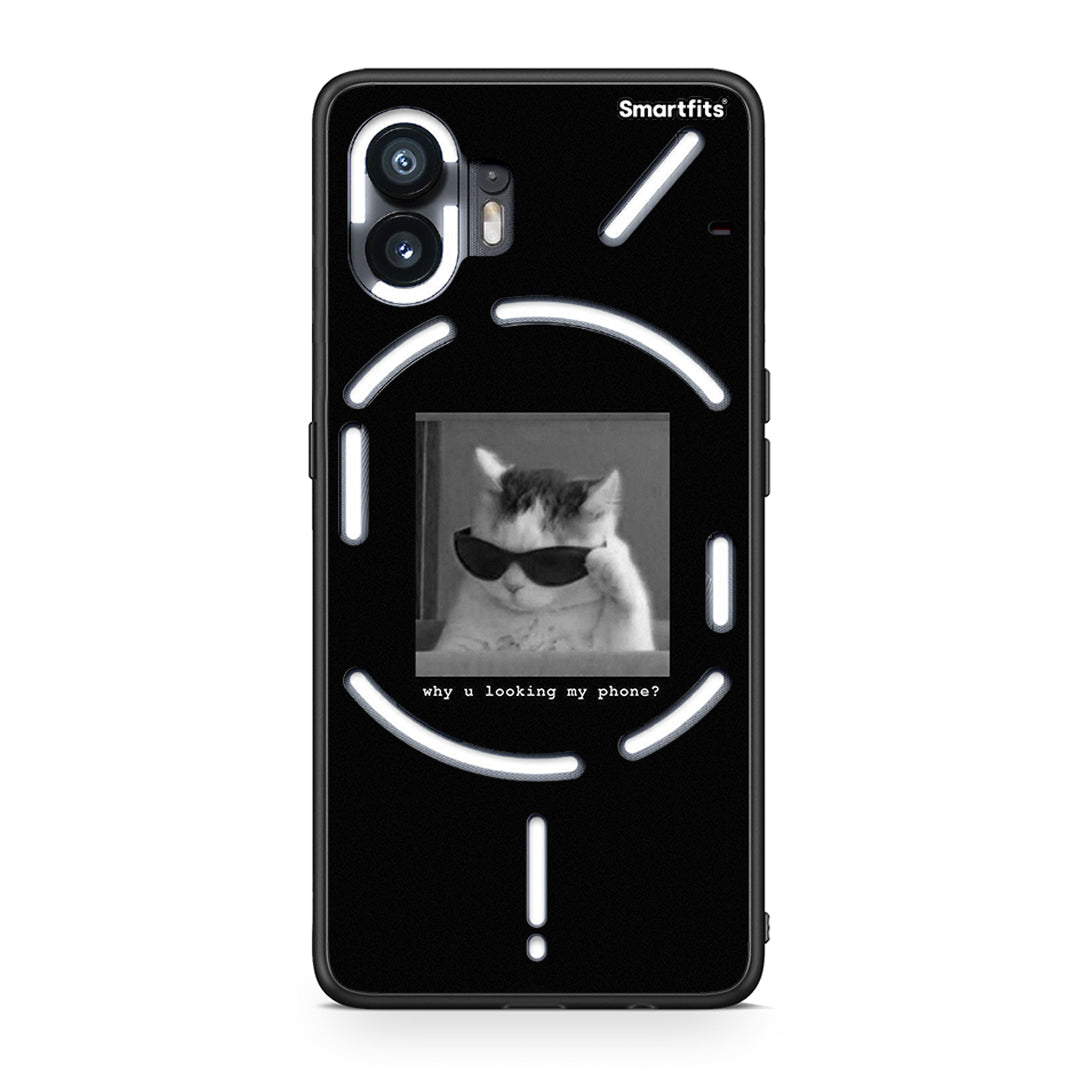 Nothing Phone 2 Meme Cat θήκη από τη Smartfits με σχέδιο στο πίσω μέρος και μαύρο περίβλημα | Smartphone case with colorful back and black bezels by Smartfits