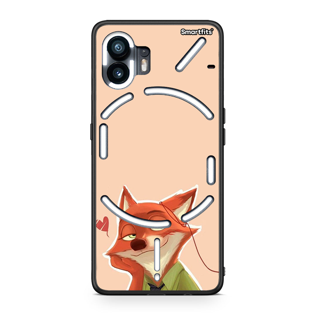 Nothing Phone 2 Nick Wilde And Judy Hopps Love 1 θήκη από τη Smartfits με σχέδιο στο πίσω μέρος και μαύρο περίβλημα | Smartphone case with colorful back and black bezels by Smartfits