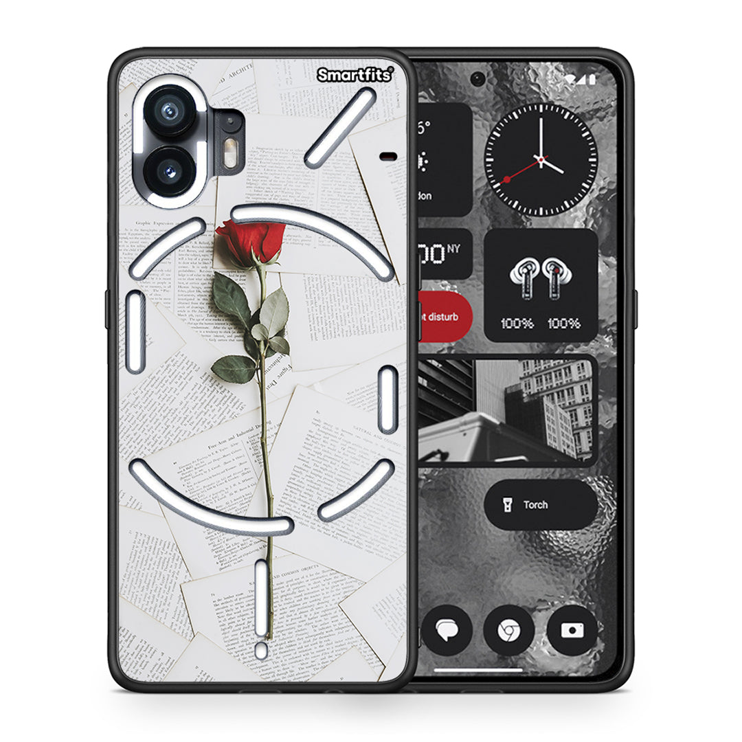 Θήκη Nothing Phone 2 Red Rose από τη Smartfits με σχέδιο στο πίσω μέρος και μαύρο περίβλημα | Nothing Phone 2 Red Rose case with colorful back and black bezels
