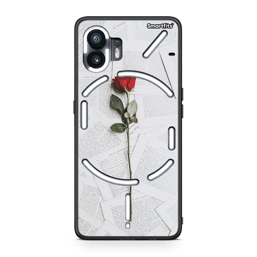 Nothing Phone 2 Red Rose θήκη από τη Smartfits με σχέδιο στο πίσω μέρος και μαύρο περίβλημα | Smartphone case with colorful back and black bezels by Smartfits