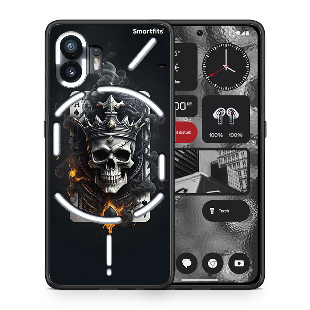 Θήκη Nothing Phone 2 Skull King Ace από τη Smartfits με σχέδιο στο πίσω μέρος και μαύρο περίβλημα | Nothing Phone 2 Skull King Ace case with colorful back and black bezels