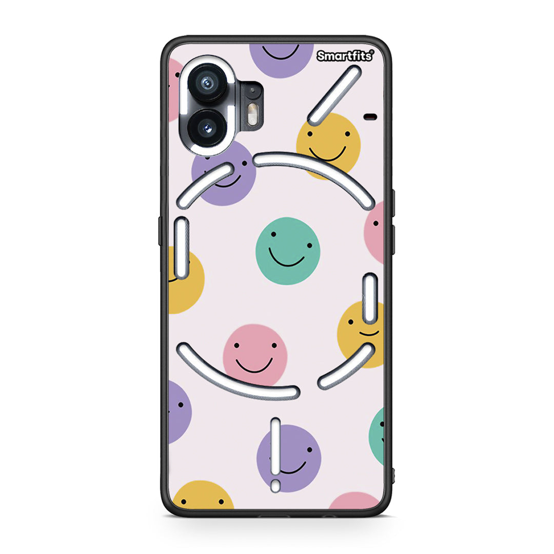 Nothing Phone 2 Smiley Faces θήκη από τη Smartfits με σχέδιο στο πίσω μέρος και μαύρο περίβλημα | Smartphone case with colorful back and black bezels by Smartfits