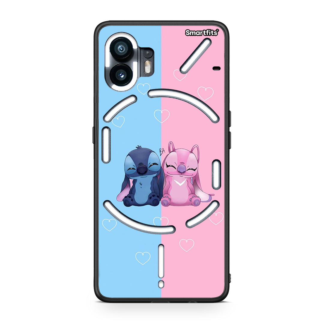 Nothing Phone 2 Stitch And Angel θήκη από τη Smartfits με σχέδιο στο πίσω μέρος και μαύρο περίβλημα | Smartphone case with colorful back and black bezels by Smartfits