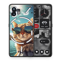Thumbnail for Θήκη Nothing Phone 2 Summer Cat από τη Smartfits με σχέδιο στο πίσω μέρος και μαύρο περίβλημα | Nothing Phone 2 Summer Cat case with colorful back and black bezels
