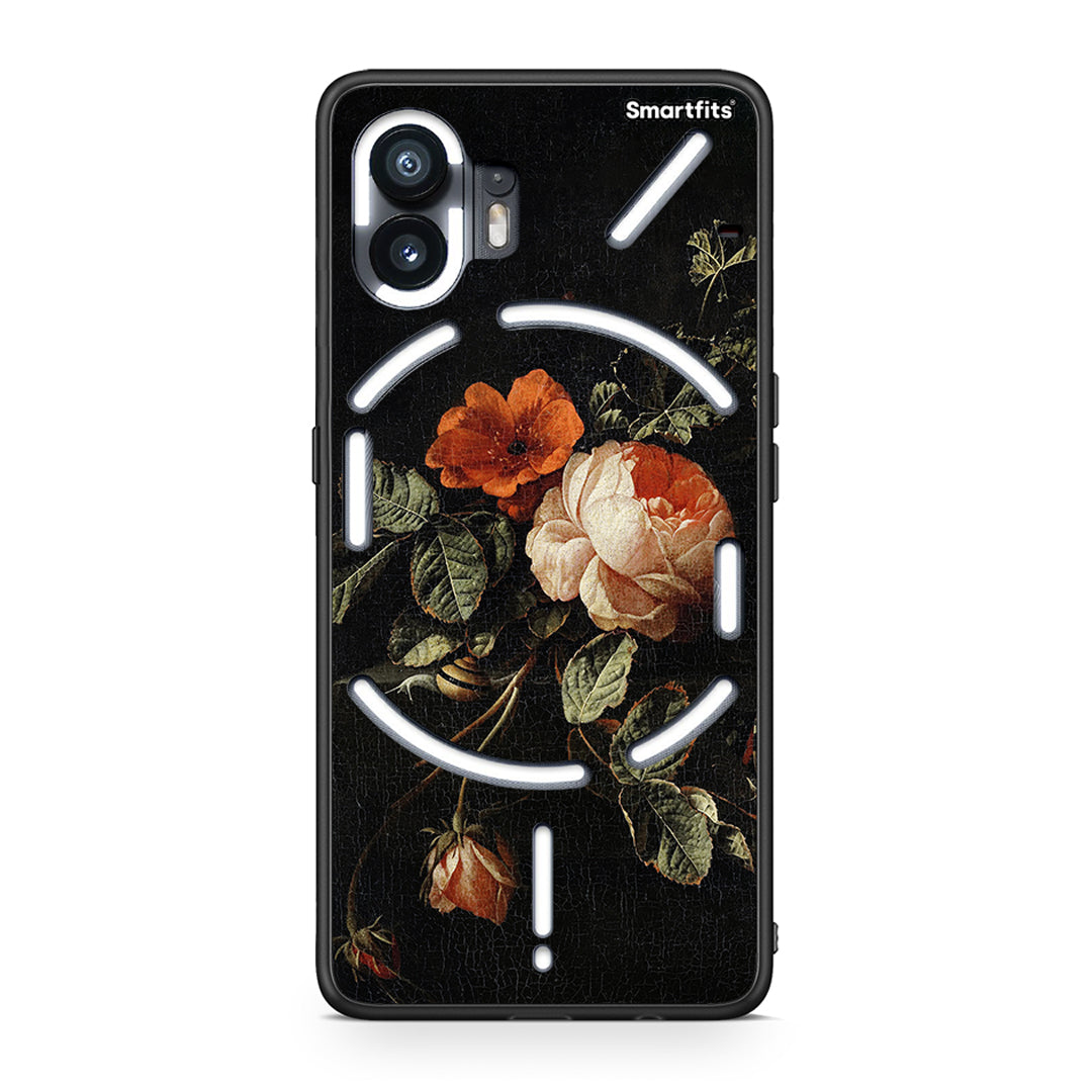Nothing Phone 2 Vintage Roses θήκη από τη Smartfits με σχέδιο στο πίσω μέρος και μαύρο περίβλημα | Smartphone case with colorful back and black bezels by Smartfits