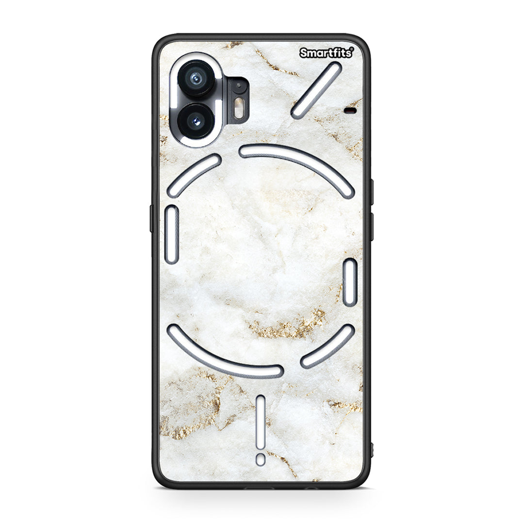 Nothing Phone 2 White Gold Marble θήκη από τη Smartfits με σχέδιο στο πίσω μέρος και μαύρο περίβλημα | Smartphone case with colorful back and black bezels by Smartfits