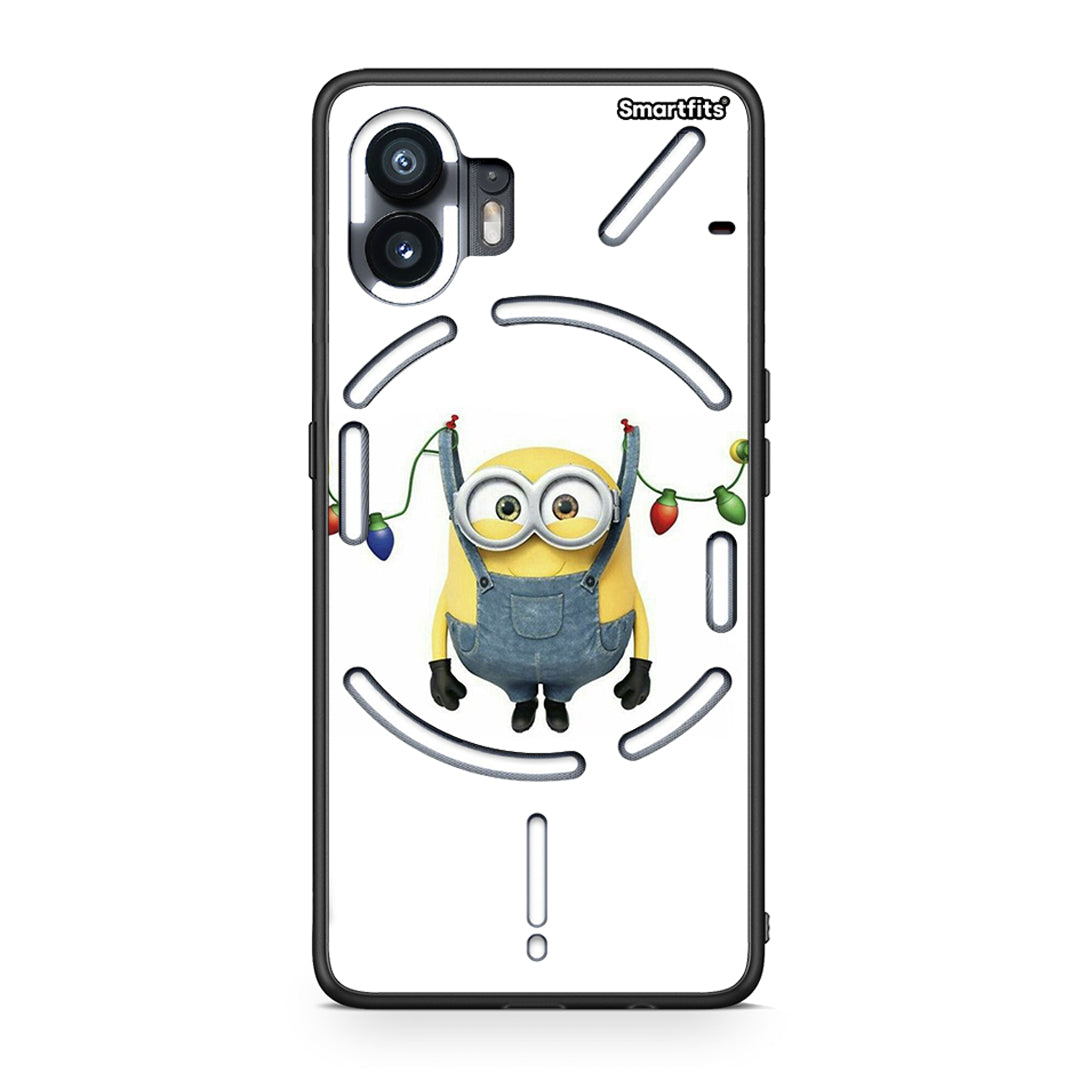 Nothing Phone 2 Xmas Minion Lights θήκη από τη Smartfits με σχέδιο στο πίσω μέρος και μαύρο περίβλημα | Smartphone case with colorful back and black bezels by Smartfits