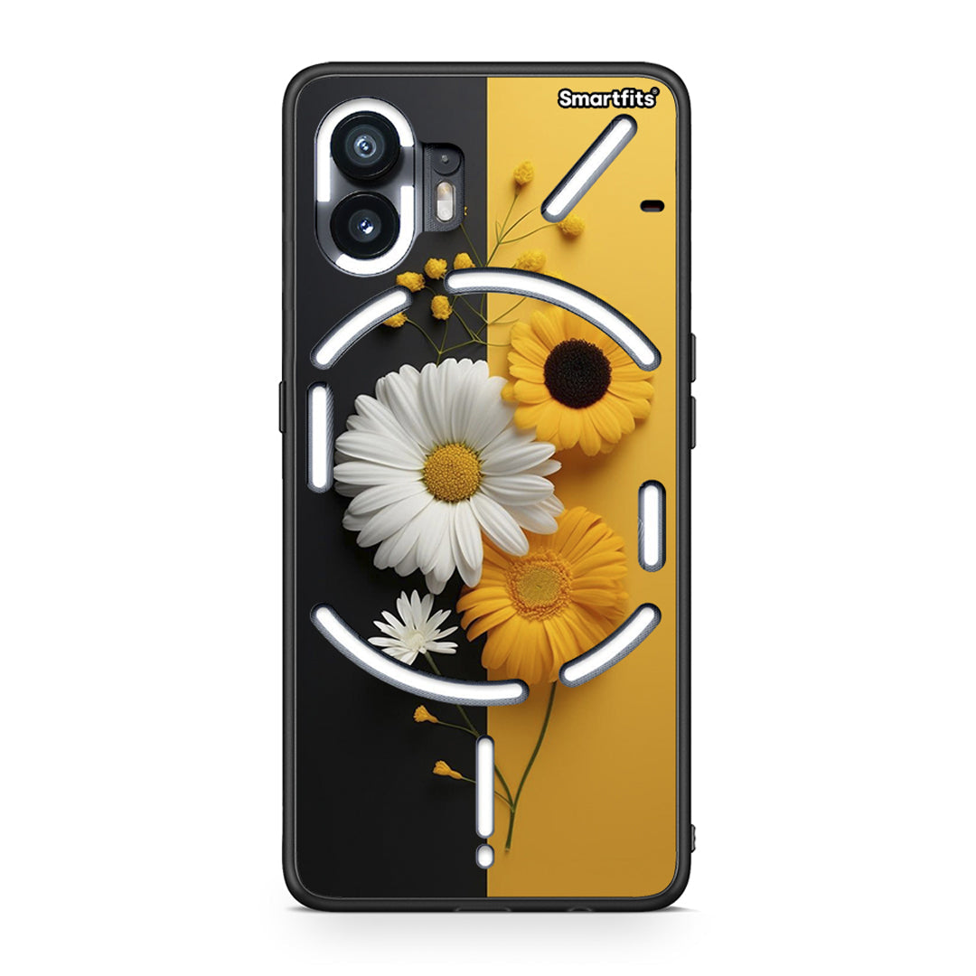 Nothing Phone 2 Yellow Daisies θήκη από τη Smartfits με σχέδιο στο πίσω μέρος και μαύρο περίβλημα | Smartphone case with colorful back and black bezels by Smartfits