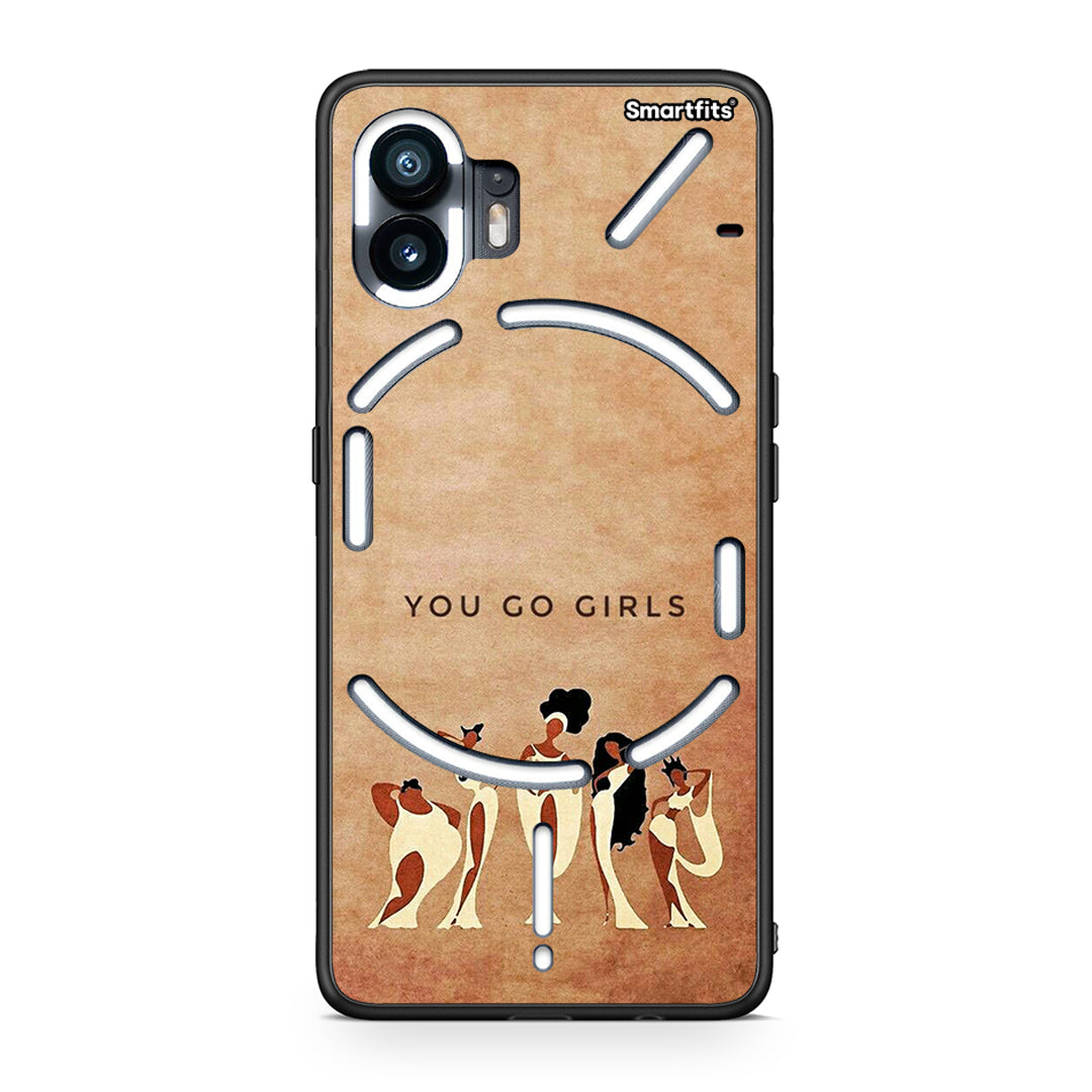 Nothing Phone 2 You Go Girl θήκη από τη Smartfits με σχέδιο στο πίσω μέρος και μαύρο περίβλημα | Smartphone case with colorful back and black bezels by Smartfits