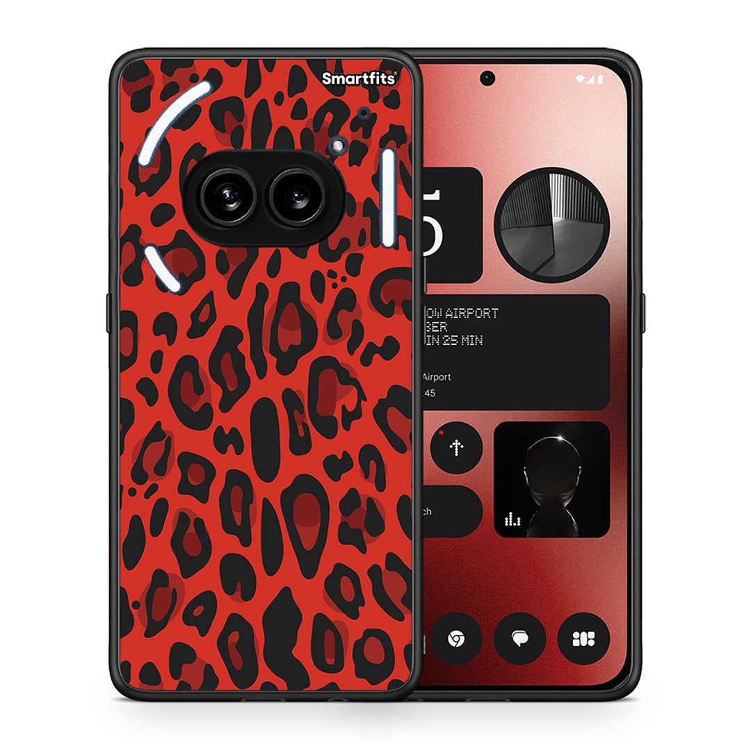 Θήκη Nothing Phone 2a Red Leopard Animal από τη Smartfits με σχέδιο στο πίσω μέρος και μαύρο περίβλημα | Nothing Phone 2a Red Leopard Animal case with colorful back and black bezels