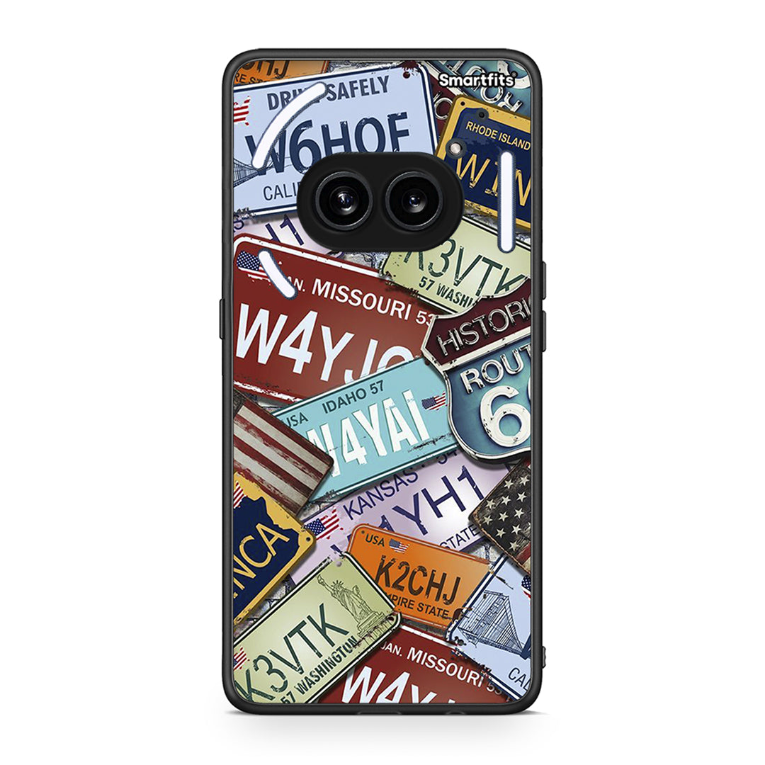 Nothing Phone 2a Car Plates θήκη από τη Smartfits με σχέδιο στο πίσω μέρος και μαύρο περίβλημα | Smartphone case with colorful back and black bezels by Smartfits