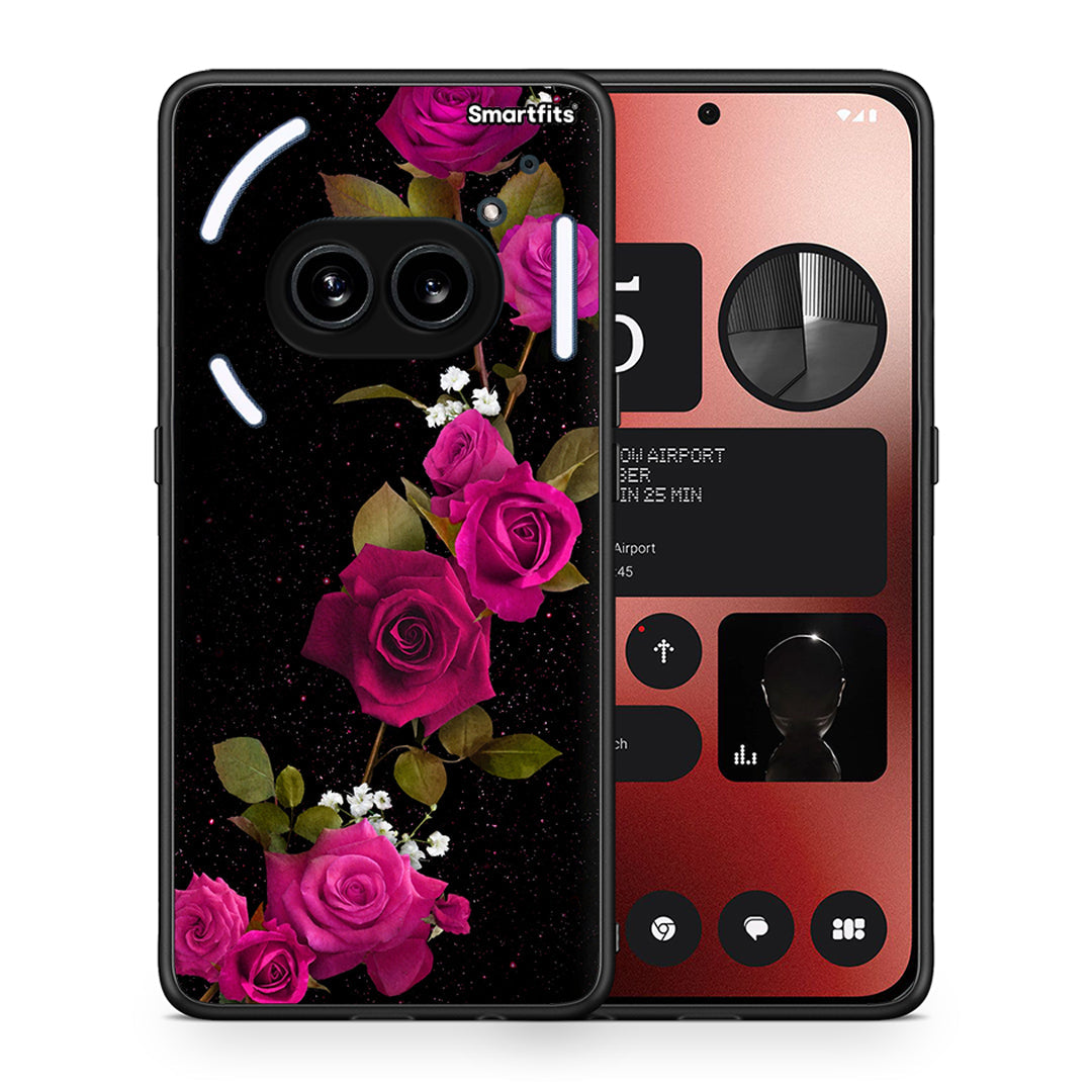 Θήκη Nothing Phone 2a Red Roses Flower από τη Smartfits με σχέδιο στο πίσω μέρος και μαύρο περίβλημα | Nothing Phone 2a Red Roses Flower case with colorful back and black bezels