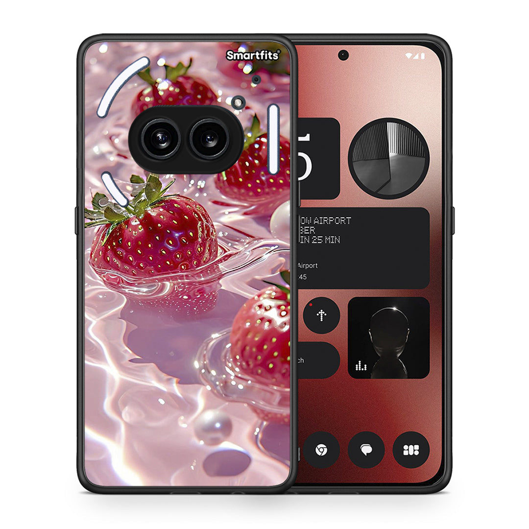 Θήκη Nothing Phone 2a Juicy Strawberries από τη Smartfits με σχέδιο στο πίσω μέρος και μαύρο περίβλημα | Nothing Phone 2a Juicy Strawberries case with colorful back and black bezels