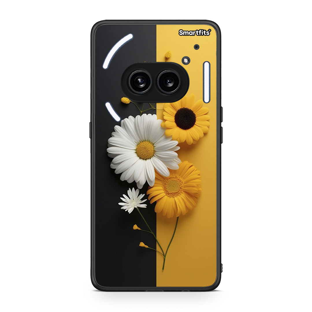 Nothing Phone 2a Yellow Daisies θήκη από τη Smartfits με σχέδιο στο πίσω μέρος και μαύρο περίβλημα | Smartphone case with colorful back and black bezels by Smartfits