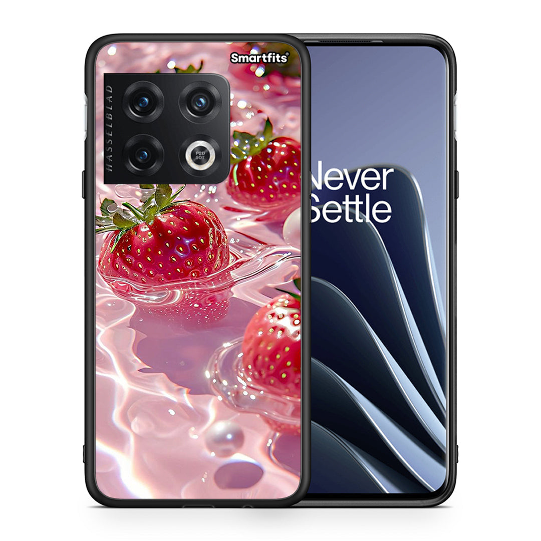 Θήκη OnePlus 10 Pro Juicy Strawberries από τη Smartfits με σχέδιο στο πίσω μέρος και μαύρο περίβλημα | OnePlus 10 Pro Juicy Strawberries case with colorful back and black bezels