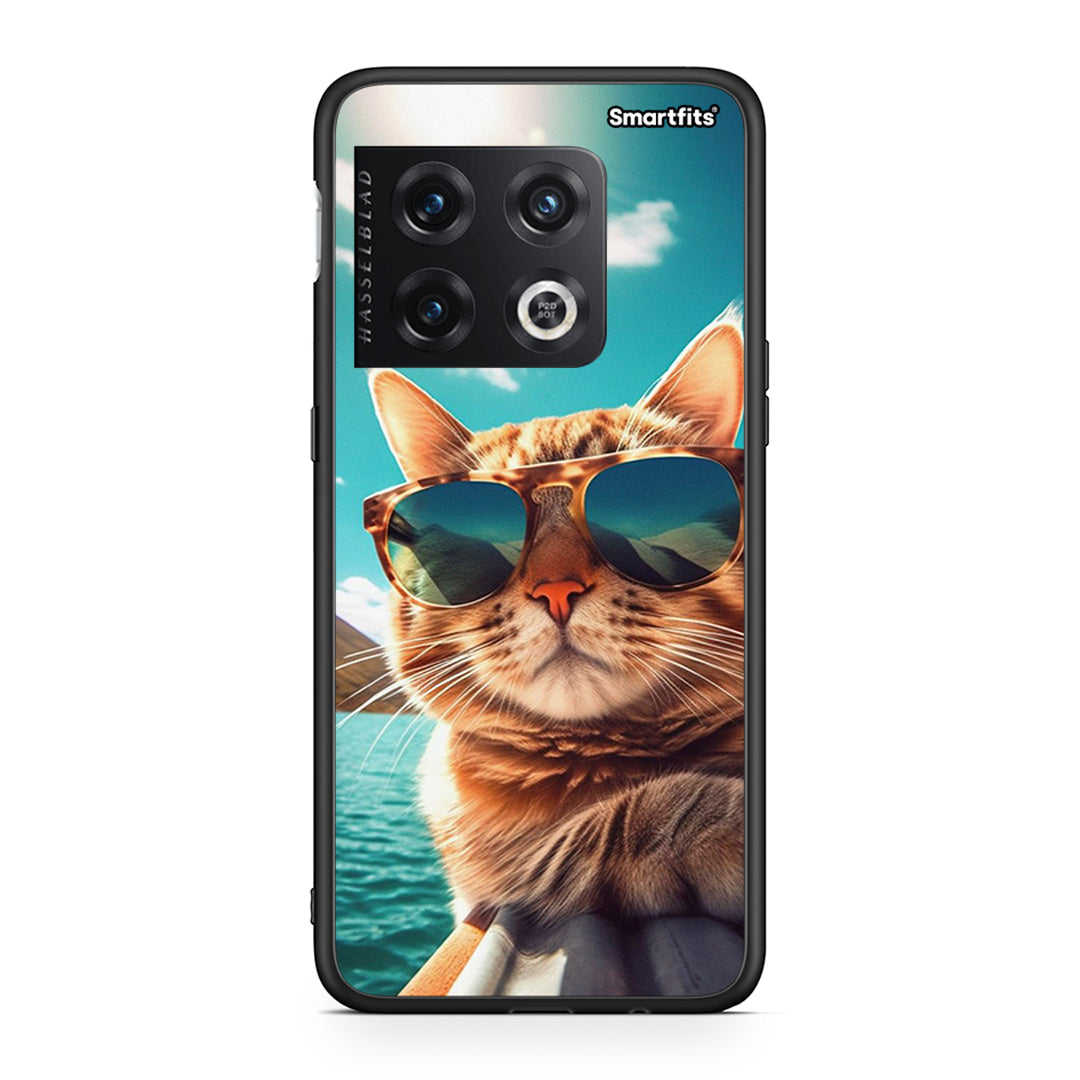 OnePlus 10 Pro Summer Cat θήκη από τη Smartfits με σχέδιο στο πίσω μέρος και μαύρο περίβλημα | Smartphone case with colorful back and black bezels by Smartfits