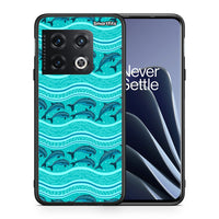 Thumbnail for Θήκη OnePlus 10 Pro Swimming Dolphins από τη Smartfits με σχέδιο στο πίσω μέρος και μαύρο περίβλημα | OnePlus 10 Pro Swimming Dolphins case with colorful back and black bezels