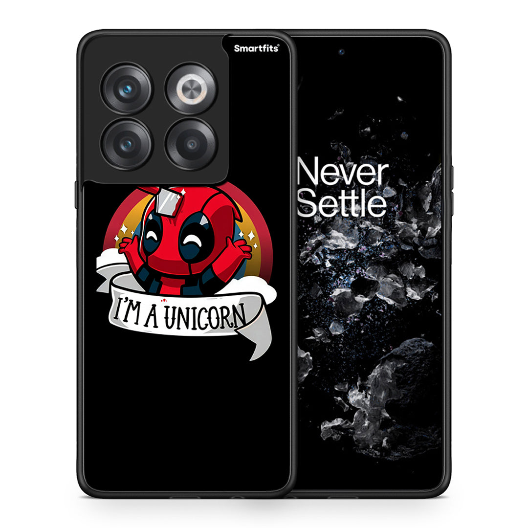 Θήκη OnePlus 10T Unicorn Deadpool από τη Smartfits με σχέδιο στο πίσω μέρος και μαύρο περίβλημα | OnePlus 10T Unicorn Deadpool case with colorful back and black bezels