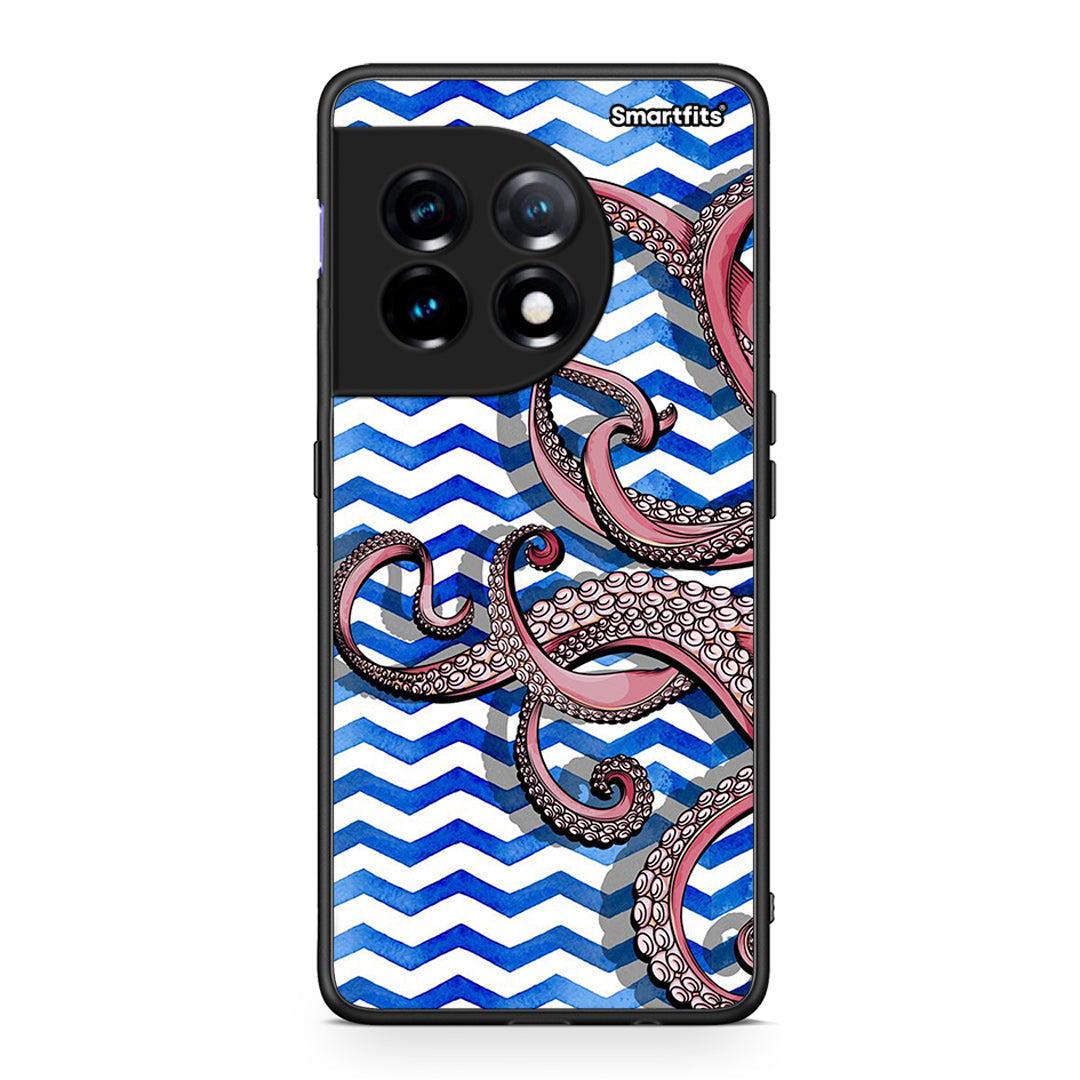 Θήκη OnePlus 11 5G Chevron Devilfish από τη Smartfits με σχέδιο στο πίσω μέρος και μαύρο περίβλημα | OnePlus 11 5G Chevron Devilfish Case with Colorful Back and Black Bezels