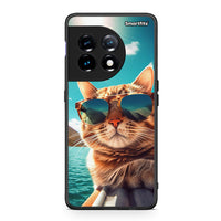 Thumbnail for Θήκη OnePlus 11 5G Summer Cat από τη Smartfits με σχέδιο στο πίσω μέρος και μαύρο περίβλημα | OnePlus 11 5G Summer Cat Case with Colorful Back and Black Bezels