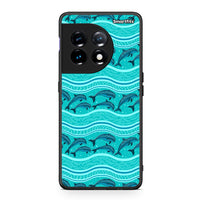 Thumbnail for Θήκη OnePlus 11 5G Swimming Dolphins από τη Smartfits με σχέδιο στο πίσω μέρος και μαύρο περίβλημα | OnePlus 11 5G Swimming Dolphins Case with Colorful Back and Black Bezels